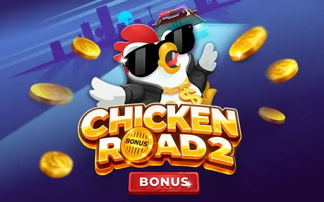 Chicken Road 2 Bonus spelbanner med höna i solglasögon