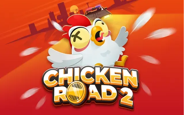 Chicken Road 2 spelbanner med höna på vägen
